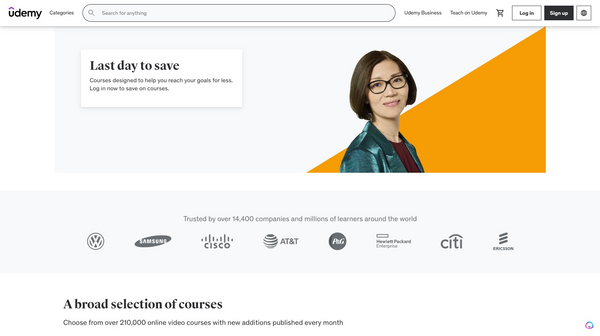 Udemy home page.